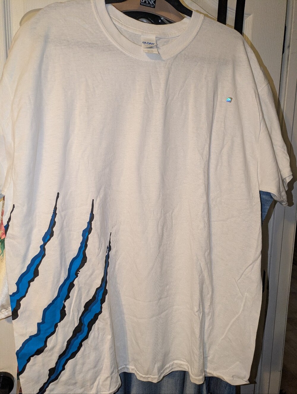 Carolina Panthers GMC Truck Gildan White Short-Sleeve Tee with Blue Claw Stripes